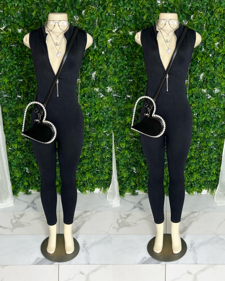 Kimmy Mineral Washed Ribbed Jumpsuit(black)